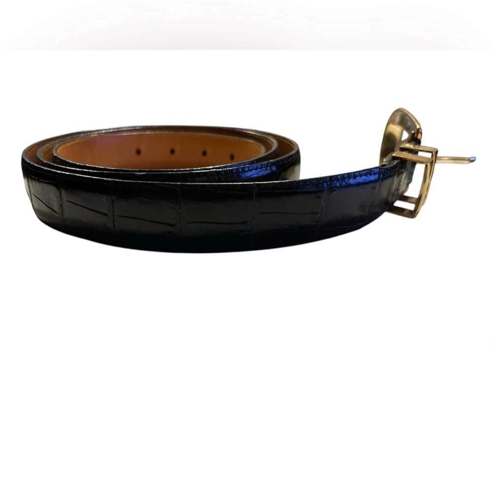 Onyx by Brighton Black Croc Embossed Leather Belt 2X